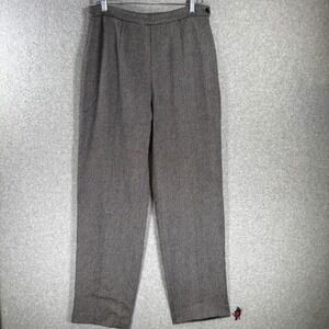 Kasper ASL Women's 10 Dress Pants 100% Wool Herringbone High Rise Pleated 90s